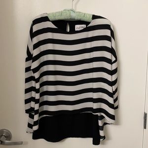 Black white striped joseph ribkoff blouse shirt